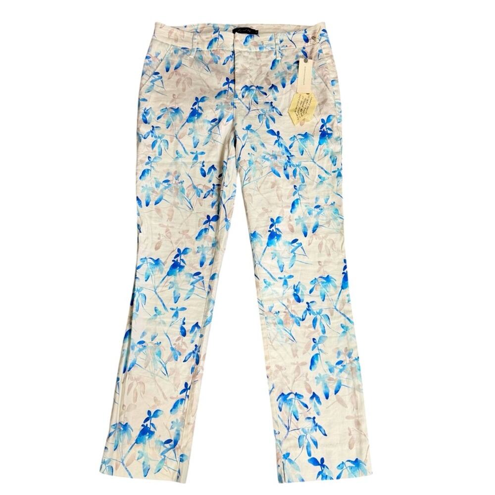 NEW Anthropologie Level 99 Linen Blend Floral Straight Leg Pants Size 28 - Picture 1 of 9